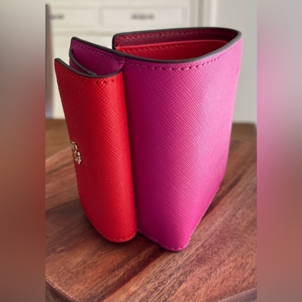 Tory Burch Red and Pink Trifold Wallet - Picture 4 of 8